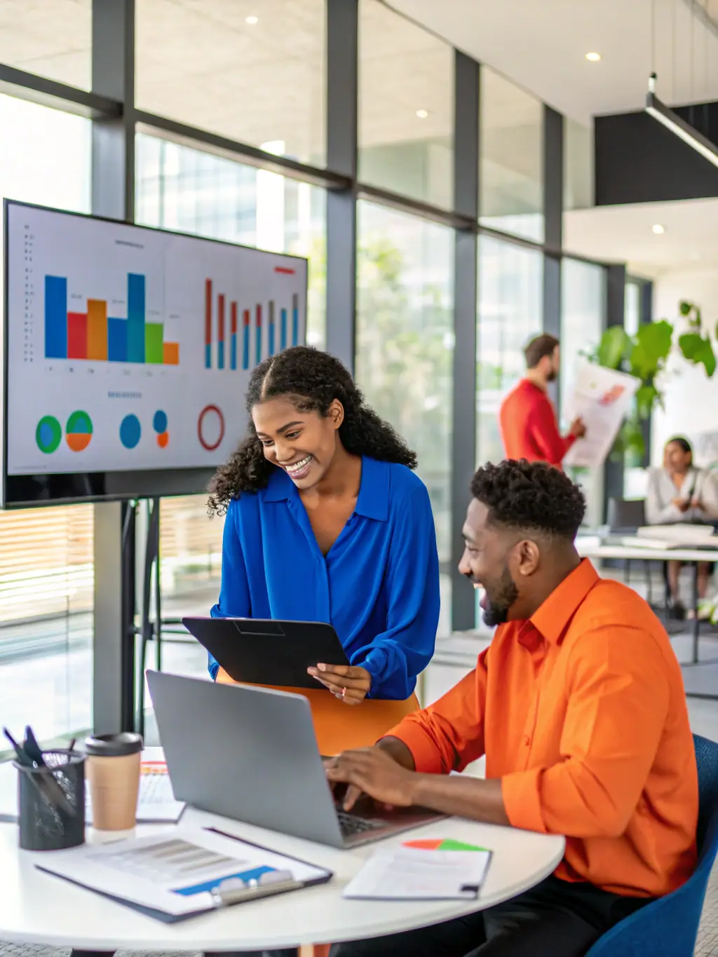 A visually appealing image depicting AI-driven campaign optimization, showcasing data analysis and improved marketing performance for 90x Scale.