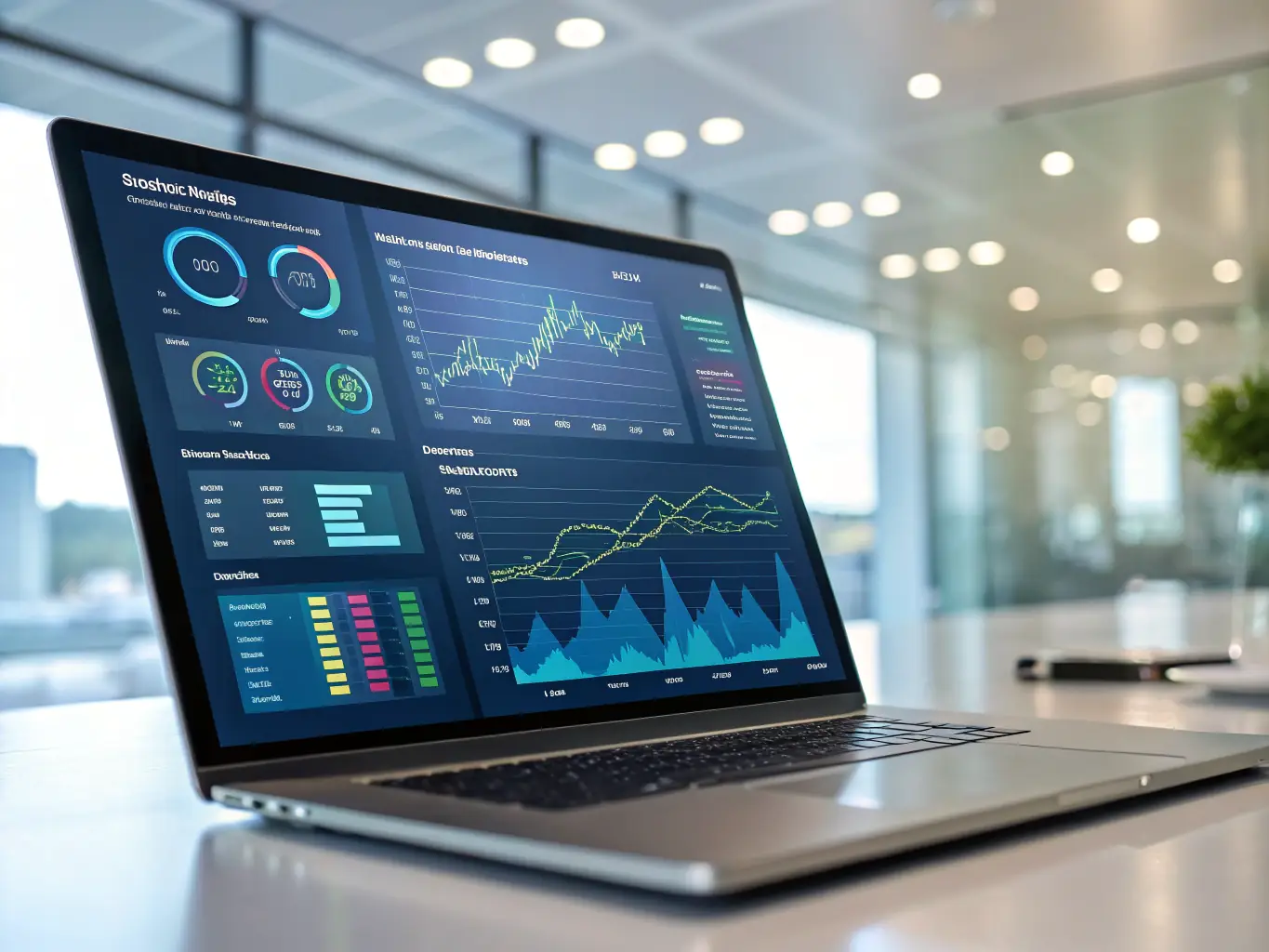 A dashboard interface displaying key performance indicators (KPIs) and analytics, highlighting the ability to track and measure marketing results.
